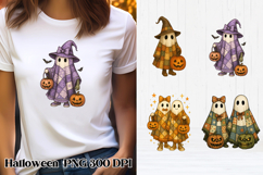 Halloween patchwork ghost pumpkin clipart PNG design Product Image 1