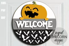 Halloween Pumpkin Welcome Sign SVG| Halloween Door Hanger Product Image 1