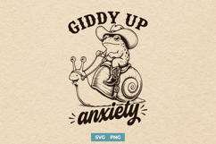 Giddy Up Anxiety SVG for Cricut, Funny Frog Riding Snail PNG Product Image 1