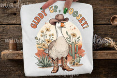 Giddy Up Goosey PNG - Cute Cowboy Western Goose Sublimation Product Image 1