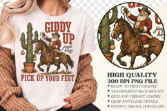 Giddy Up Jingle Horse PNG,Cactus Cowboy Christmas Shirt Product Image 1
