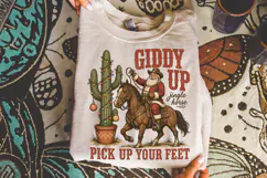 Giddy Up Jingle Horse PNG,Cactus Cowboy Christmas Shirt Product Image 3