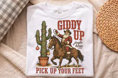 Giddy Up Jingle Horse PNG,Cactus Cowboy Christmas Shirt Product Image 4