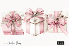 Coquette Christmas Gift Clipart | Pink Christmas PNG Product Image 1