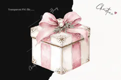 Coquette Christmas Gift Clipart | Pink Christmas PNG Product Image 2