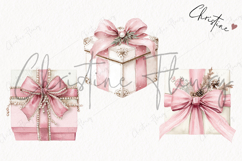 Coquette Christmas Gift Clipart | Pink Christmas PNG Product Image 3