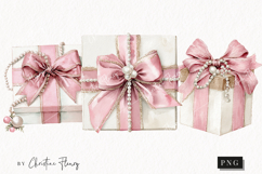 Coquette Christmas Gift Clipart | Pink Christmas PNG Product Image 1