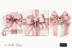 Coquette Christmas Gift Clipart | Pink Christmas PNG Product Image 1