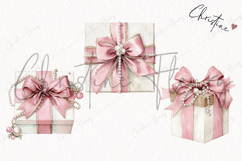 Coquette Christmas Gift Clipart | Pink Christmas PNG Product Image 3