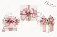 Coquette Christmas Gift Clipart | Pink Christmas PNG Product Image 3