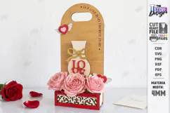 Valentine’s Day Flower Box Laser Cut | Wooden Flower Basket Product Image 1