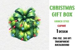 Funny Christmas PNG Green Gift Box Grinch Style Product Image 1
