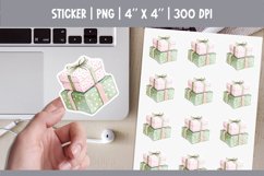 Christmas Watercolor Gift Boxes Sticker with Polka Dots Product Image 1