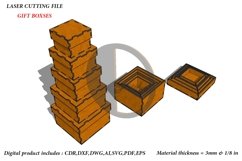 GIFT BOXSES 5 item SVG - Laser Cut File Product Image 1