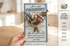 3D Gift Flower Holder Laser Cut. Bouquet Holder Card SVG Product Image 1