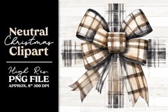 Plaid Gift Bow Christmas Watercolor Product Image 1