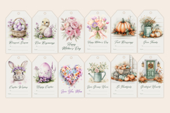 Christmas card, Watercolor greeting Card, Gift Tag Bundle Product Image 9