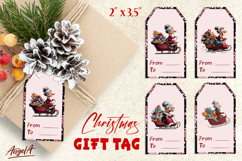 Christmas gift tags, funny elderly old lady Santa&#039;s sleigh Product Image 1