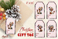 Printable Christmas gift tags, laughing elderly old lady PNG Product Image 1