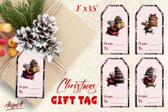 Printable Christmas gift tags, elderly old lady with cake Product Image 1