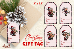 Printable Christmas gift tags, elderly lady Santa hat Elf Product Image 1