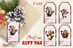 Christmas gift tags, funny elderly old lady with apple pie Product Image 1