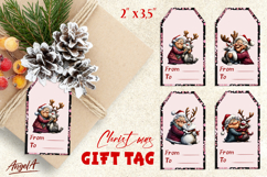 Christmas gift tags, funny elderly old lady in Santa hat PNG Product Image 1