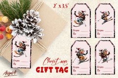Christmas gift tags, elderly old lady skiing Humor adult Product Image 1