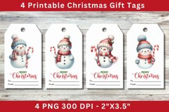 Christmas Gift Tags, snowman with candycane Product Image 1