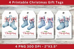 Christmas Gift Tags, blue christmas stockings Product Image 1