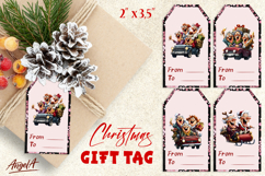 Christmas gift tags, Holiday gift label Vintage rd truck PNG Product Image 1