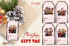 Christmas gift tags, Holiday gift label Ladies drinking wine Product Image 1