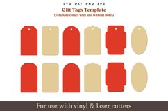 Gift Tags Template featuring various tag designs in both &#039;With Tag Hole&#039; and &#039;Without Tag Hole&#039; options. Tag shapes include Classic Tag, Rounded Rectangle, Rounded Top Tag, Scalloped Tag, Bracket Tag, and Oval Tag, all available in sizes ranging from 2x3.