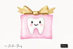 Pink Watercolor Gift Box - Tooth Fairy PNG Product Image 1