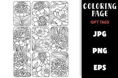 Gift Tag Coloring Page - Pretty Flowers Colouring Product Image 1