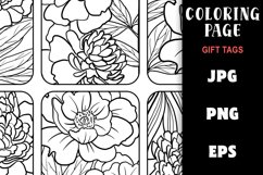 Gift Tag Coloring Page - Pretty Flowers Colouring Product Image 2