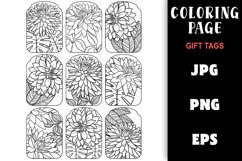 Gift Tag Coloring Page - Pretty Flowers Colouring Product Image 1