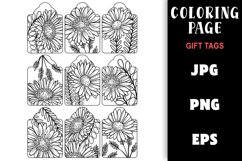 Gift Tag Coloring Page - Pretty Flowers Colouring Product Image 1