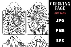 Gift Tag Coloring Page - Pretty Flowers Colouring Product Image 2