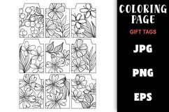 Gift Tag Coloring Page - Pretty Flowers Colouring Product Image 1