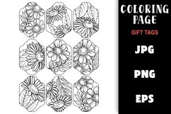 Gift Tag Coloring Page - Pretty Flowers Colouring Product Image 1