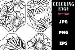 Gift Tag Coloring Page - Pretty Flowers Colouring Product Image 2