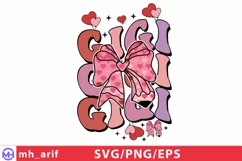 Gigi Valentine Pencil Coquette Bow SVG PNG Product Image 1