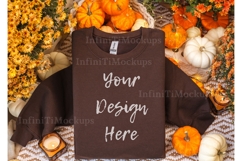 Gildan 18000 Dark Chocolate Sweatshirt Folded mockup Fall Product Image 1