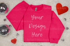 Gildan 18000 Heliconia Pink sweatshirt Valentines mockup Product Image 1