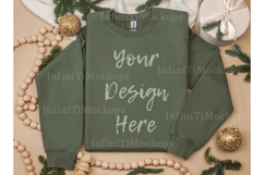 Gildan 18000 Military Green sweatshirt Christmas mockup Product Image 1