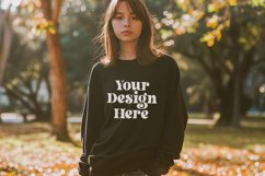 Gildan 5000 Crewneck Women Black Color T-shirt Mockup Product Image 1