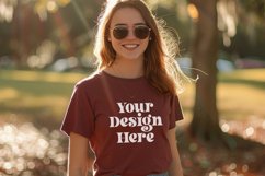 Gildan 5000 Crewneck Maroon Color T-shirt Mockup Product Image 1
