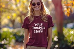 Gildan 5000 Crewneck Maroon Color T-shirt Mockup Product Image 1
