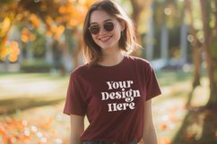Gildan 5000 Crewneck Maroon Color T-shirt Mockup Product Image 1